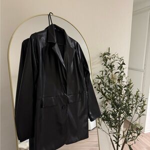 PrettyLittleThing Shiny Black Leather Jacket